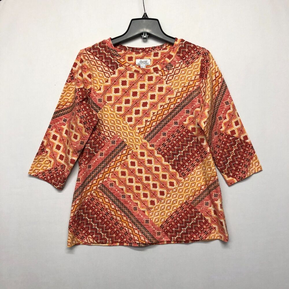 D & Co. Denim & Co. Canyon Retreat Women Blouse Top Shirt Size Medium M154 -17